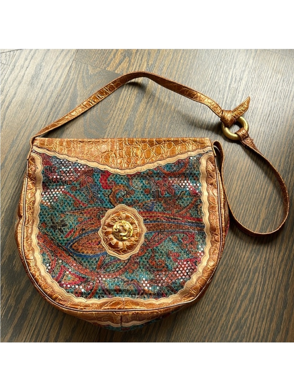 Women’s Vintage Sharif Multi Color Leather Shoulder Bag GORGEOUS!